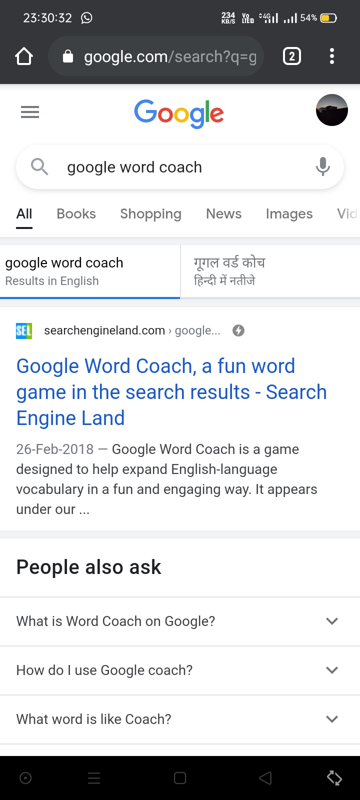 Google word coach not showing up when I search Google word coach - Google  Search Community