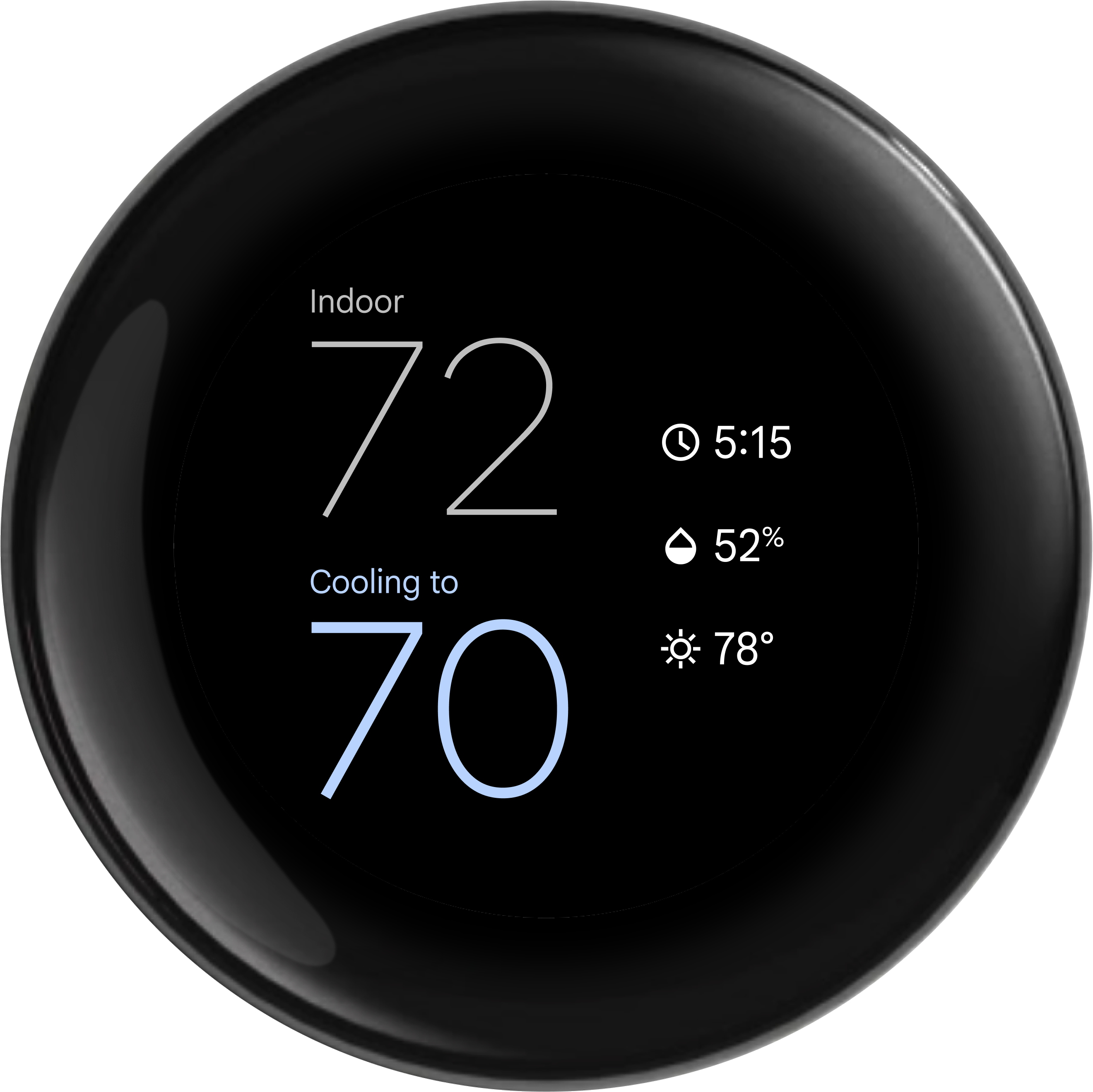 Indoor temps variant of the Nest Thermostat Farsight face showing near view info