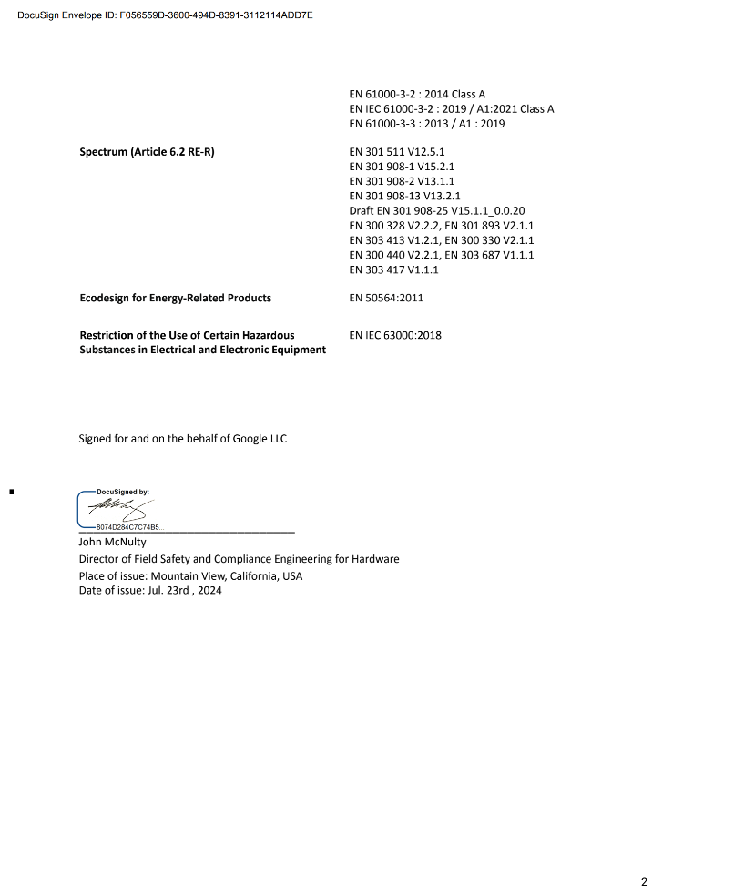 UK Declaration of Conformity page 2