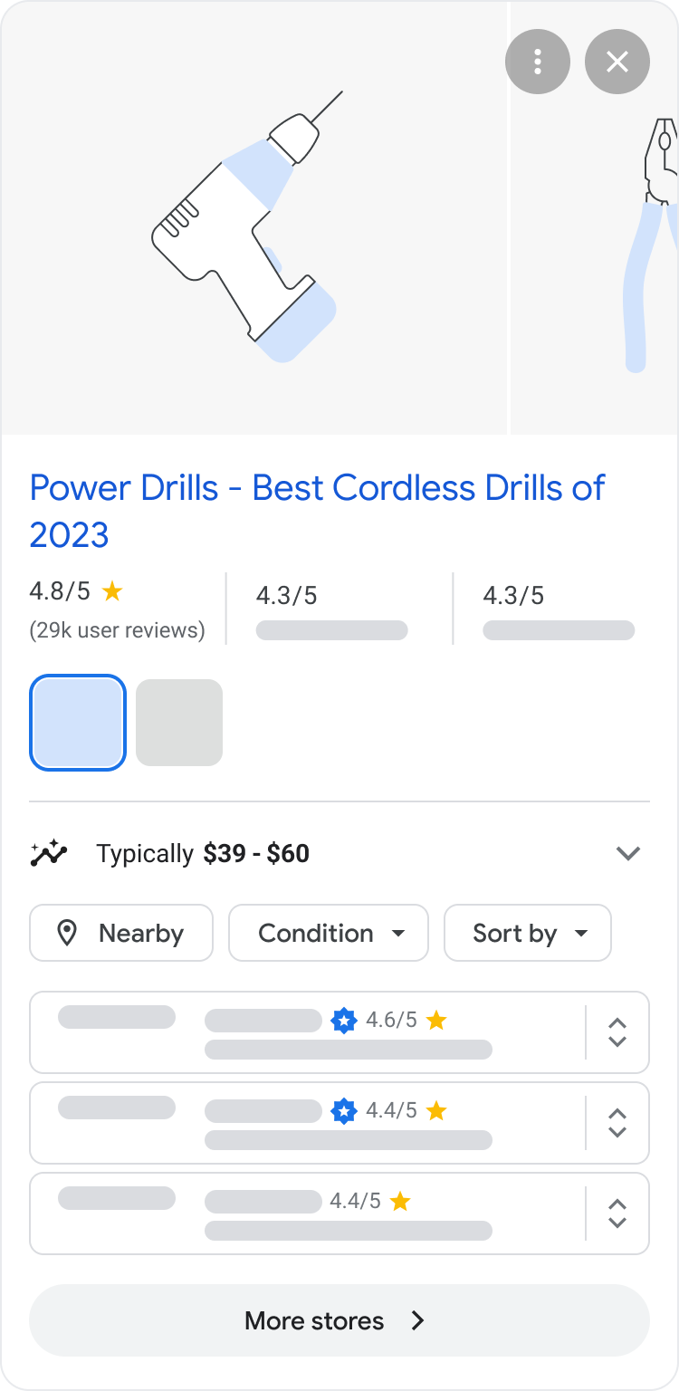 An illustration of the first half of the product seller rating in Google Ads.