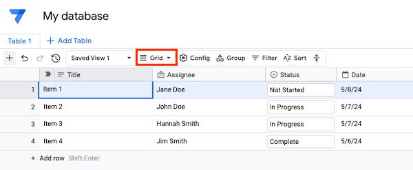 Grid layout example