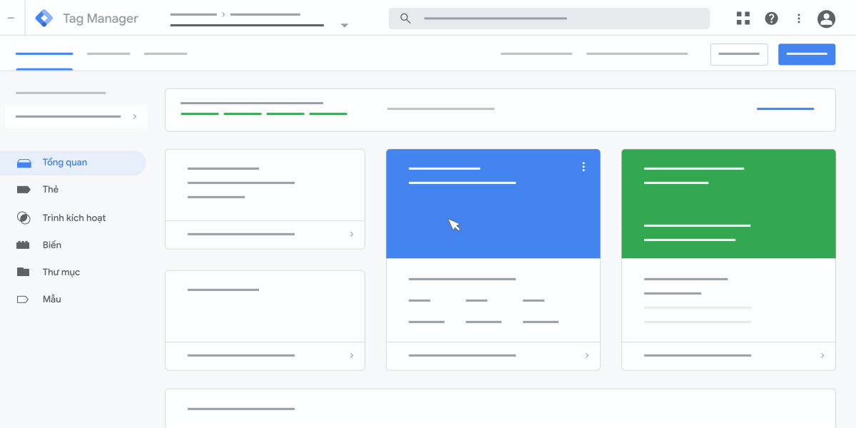 Ảnh động minh hoạ cách thiết lập Trình liên kết chuyển đổi trong Trình quản lý thẻ.