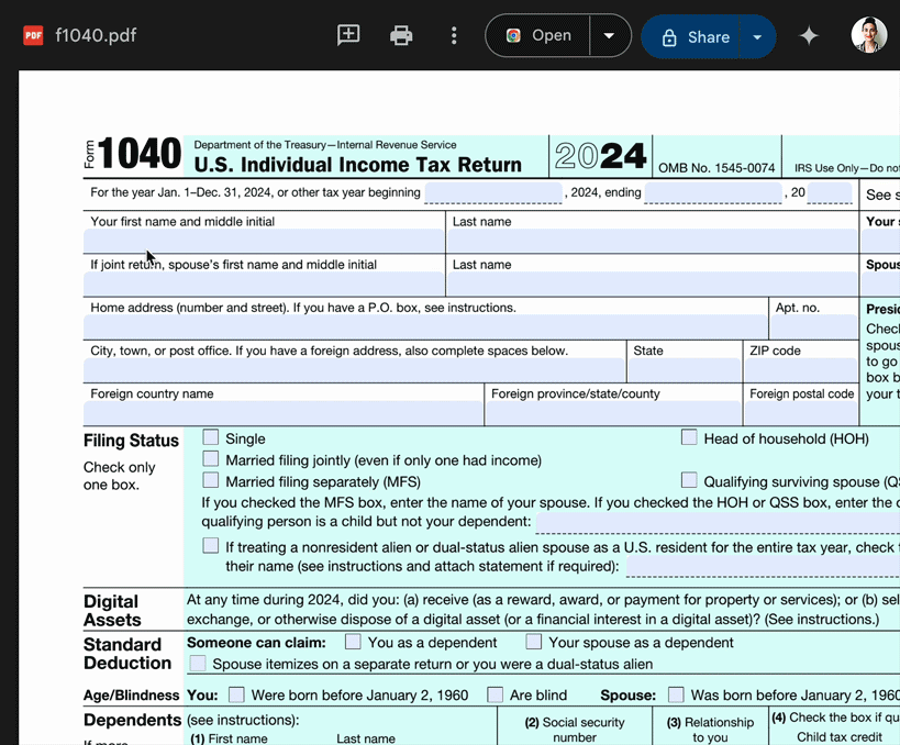 デジタルで追加されたフォーム フィールドを含む PDF に Google ドライブで記入する