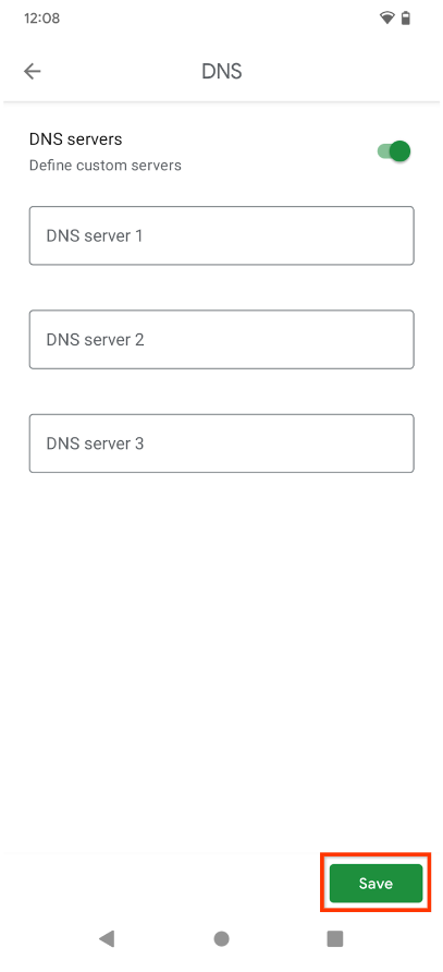 enter up to 3 DNS server addresses