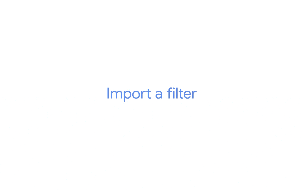 An animation showing how to import a filter in Gmail