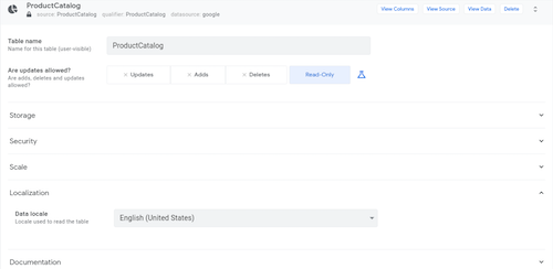 Data Locale setting for table