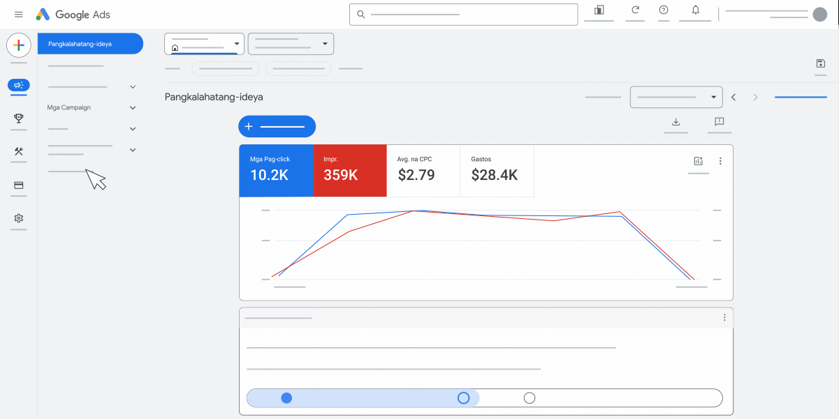 Isang animated na GIF na nagpapakita kung paano i-edit nang maramihan ang mga setting ng campaign sa Google Ads.