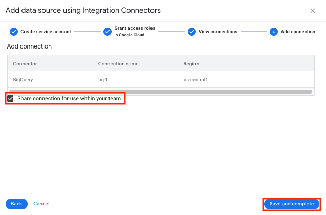 Share with your team, if desired, and click Save and complete