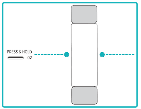 Illustration of the device with text to press and hold the buttons for 2 seconds