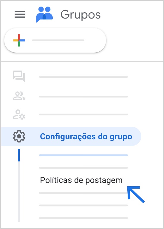 Localize "Políticas de postagem" no canto inferior esquerdo.