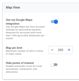 Map pin limit in the Map View options