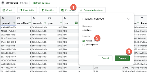 Set up an extraction target in Google Sheet