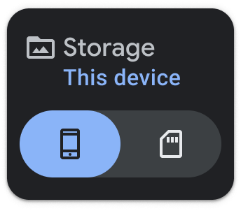 Camera Go settings: Storage