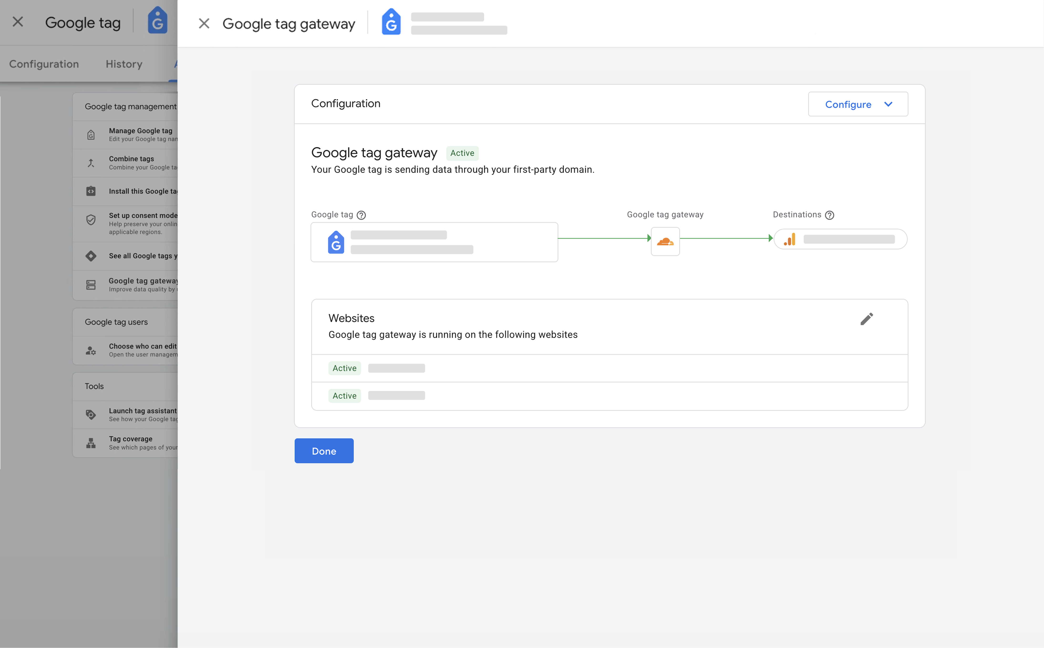Google tag gateway setup completed