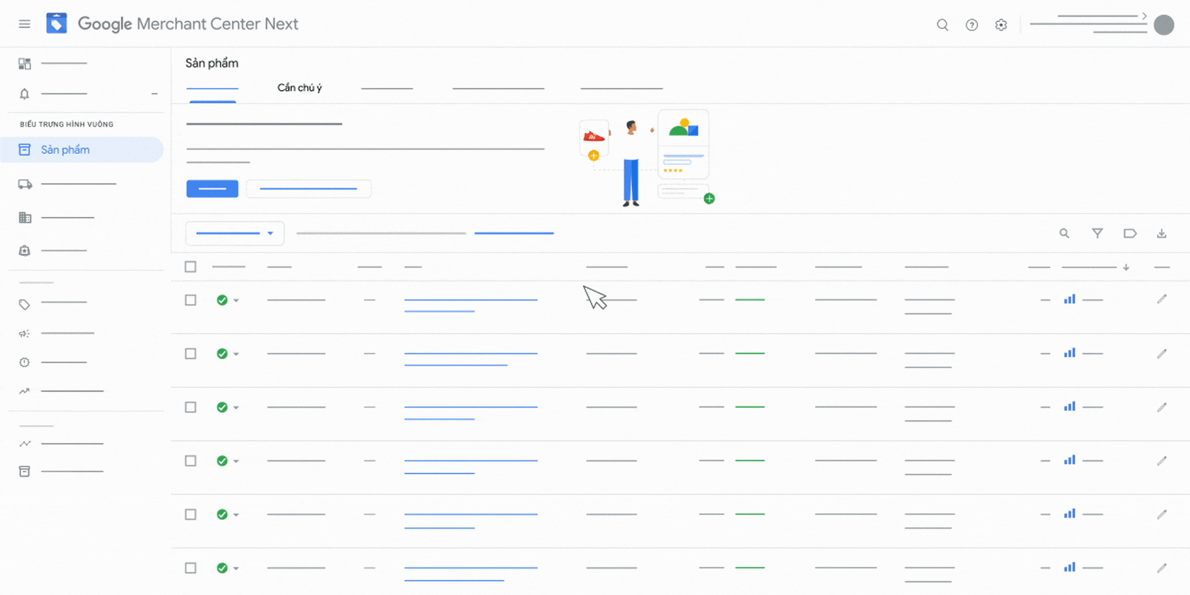Ảnh động minh hoạ cách yêu cầu xem xét các vấn đề về chính sách trong Merchant Center.