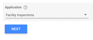 Facility Inspections is selected in the Application drop-down