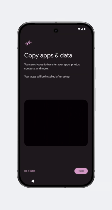 Transfer data & restore from a backup Step 4