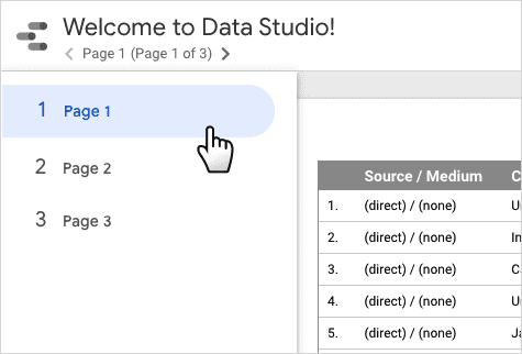 Add Pages And Report Navigation Data Studio Help