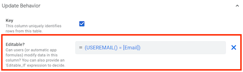 Editable field with an expression defined.