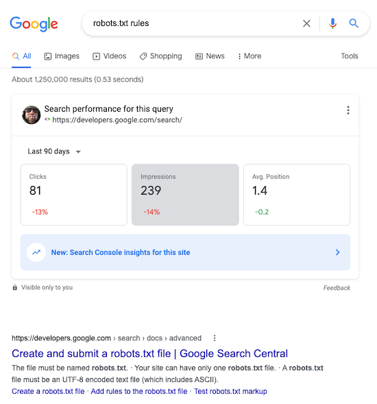 Search Console in Search Results Search Console Help