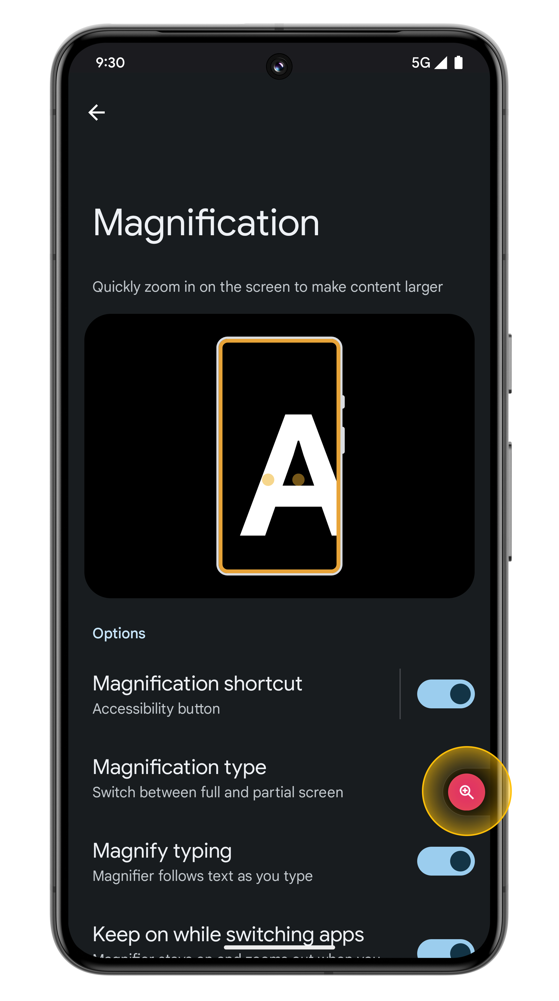 Set up accessibility shortcuts Step 5