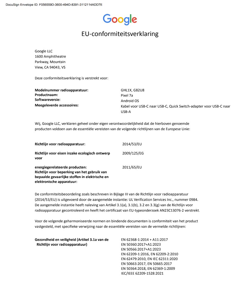 EU Declaration of Conformity page 1