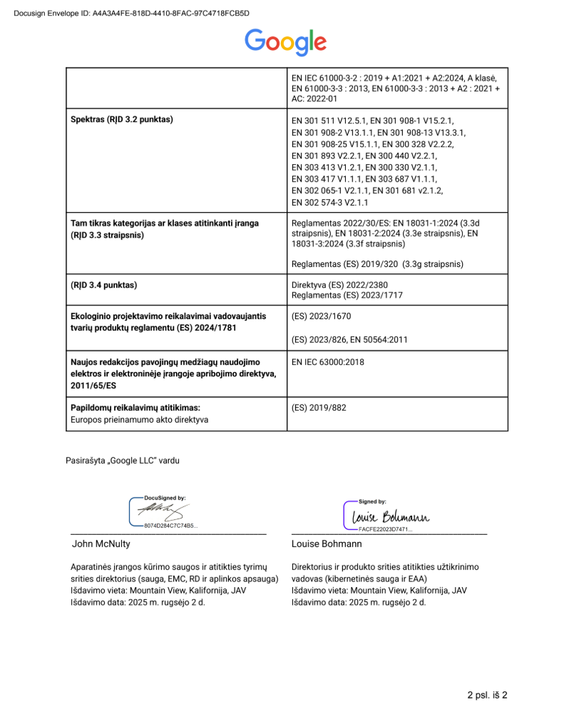 EU Declaration of Conformity page 2