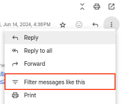 Filter messages like this in the Gmail More menu