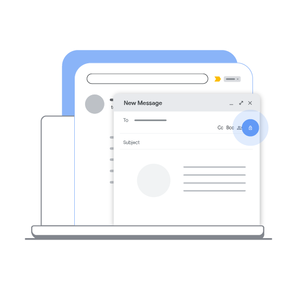 A static image that highlights the lock icon in a drafted email. Check the lock icon for email encryption details.