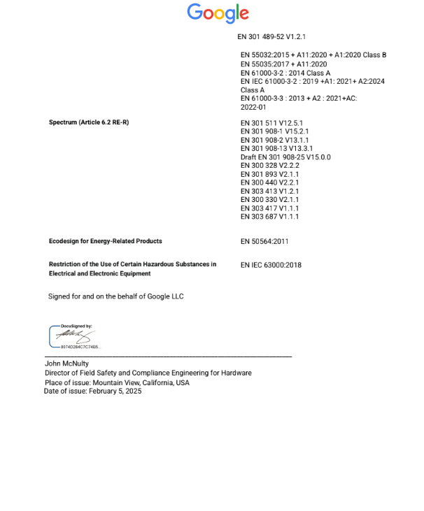UK Declaration of Conformity page 2