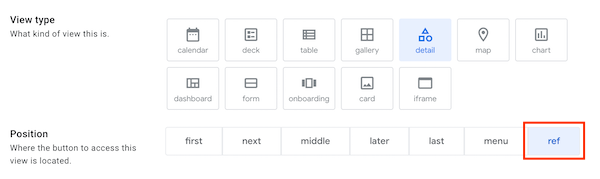 Select ref position when configuring view