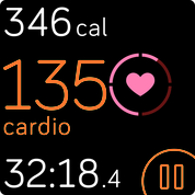 Workout in progress where the heart rate is the cardio zone