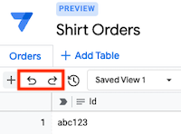 Undo and redo buttons in AppSheet database edit toolbar