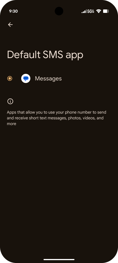 Default SMS app