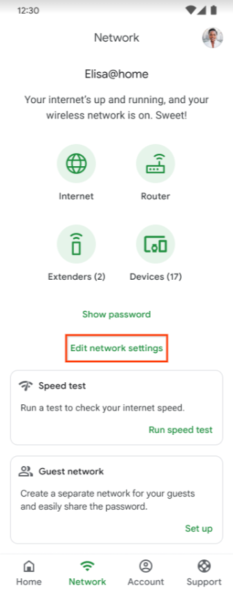 touch edit network settings