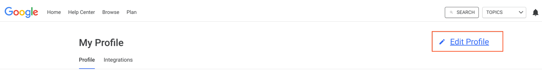 Image shows where the user can select to edit their profile from the My Profile page.