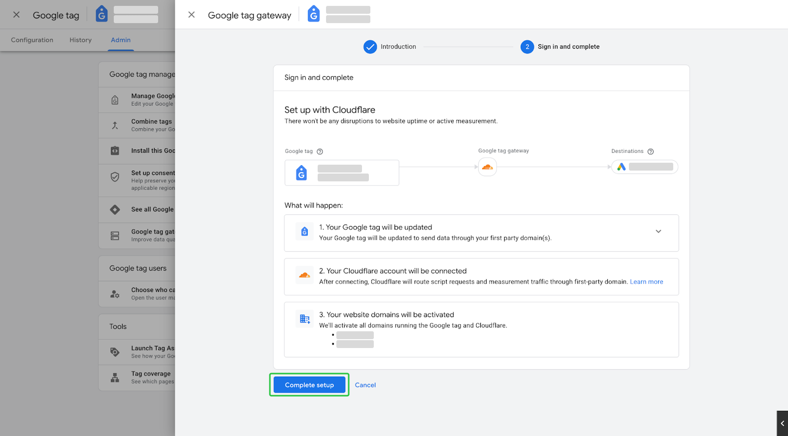 Google tag gateway setup step 3