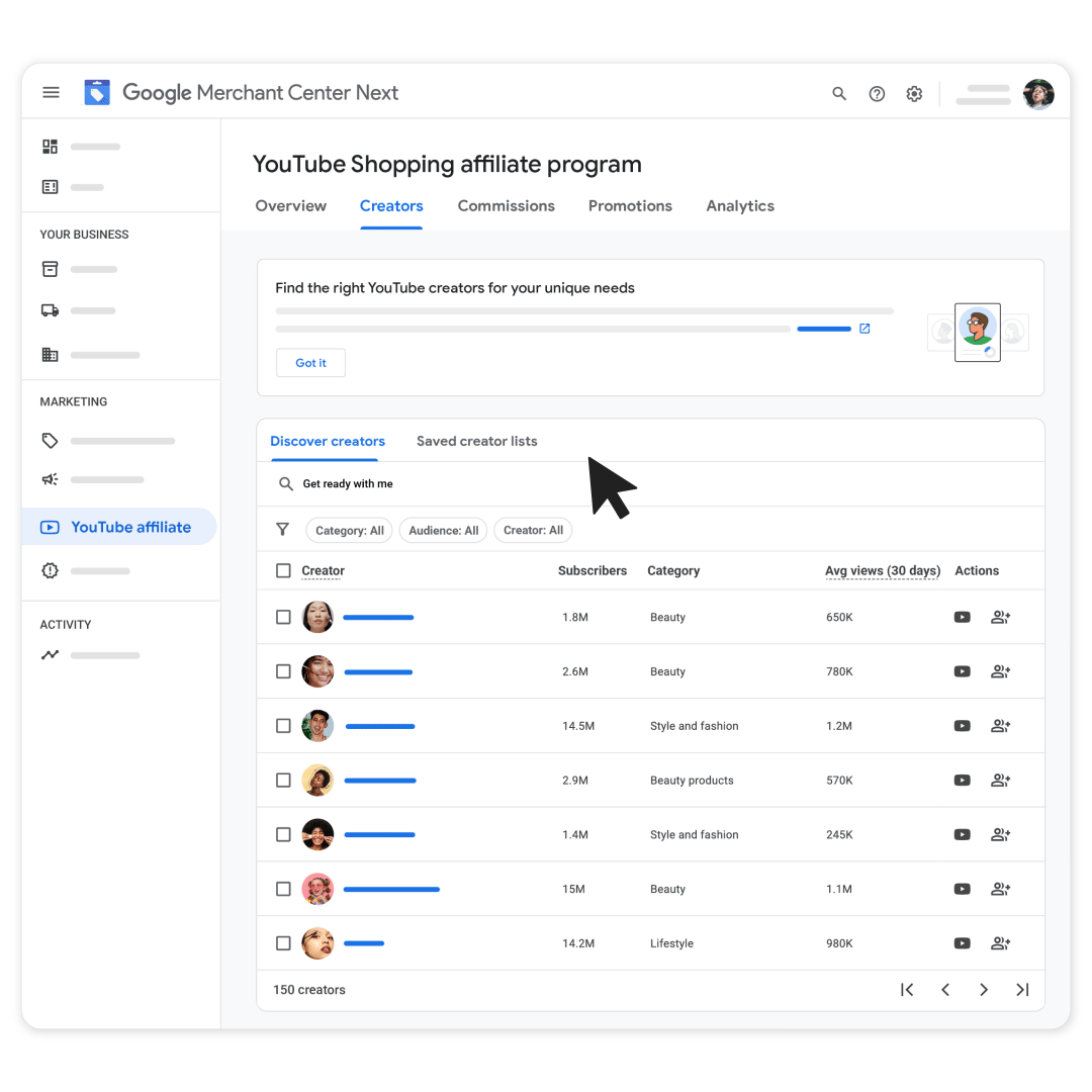 Create a new creator list
