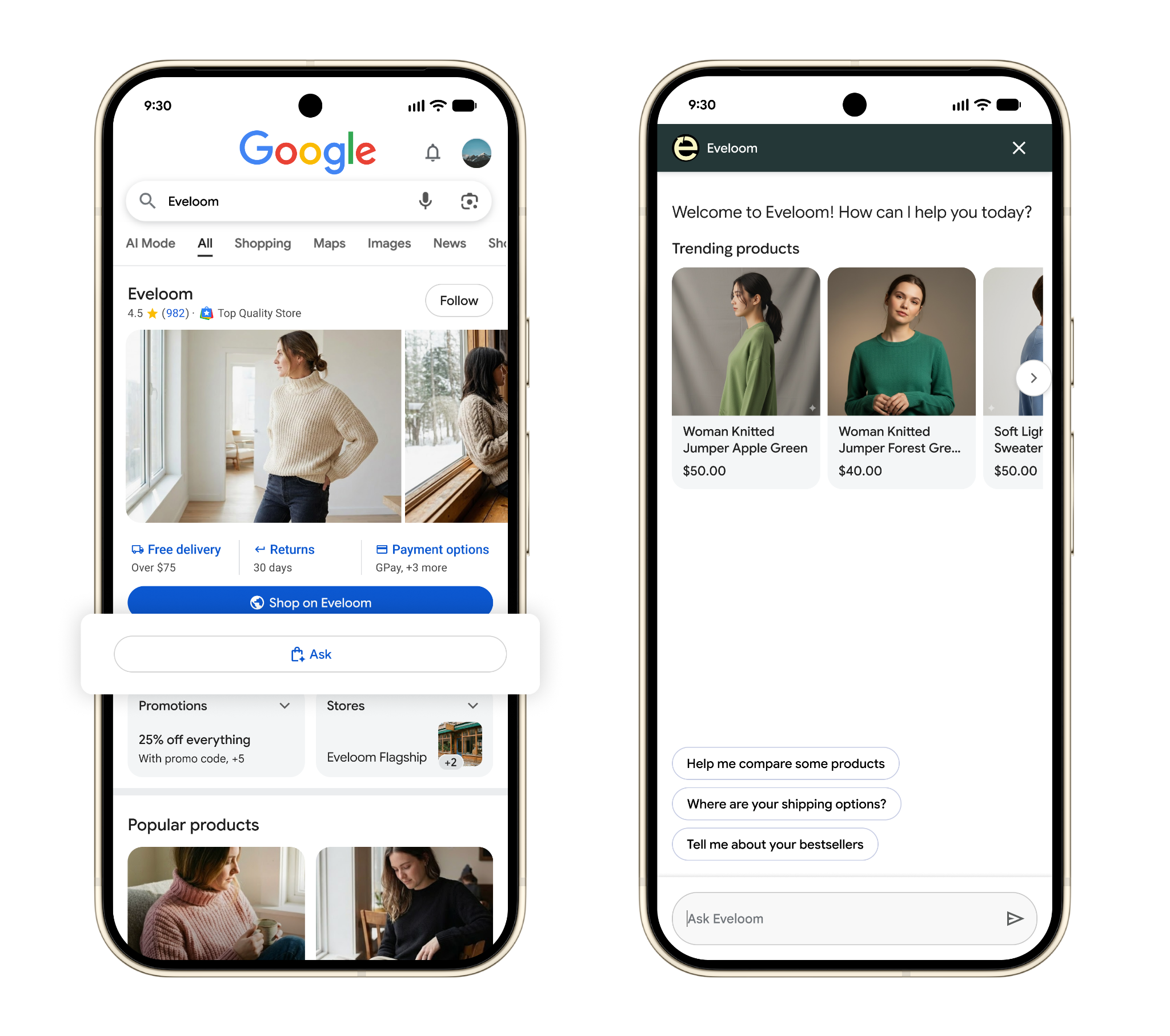 Example customer view of Business Agent