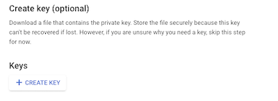 Create a key for service account