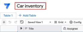 Change AppSheet databse name to Car inventory