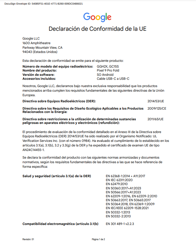 EU Declaration of Conformity page 1