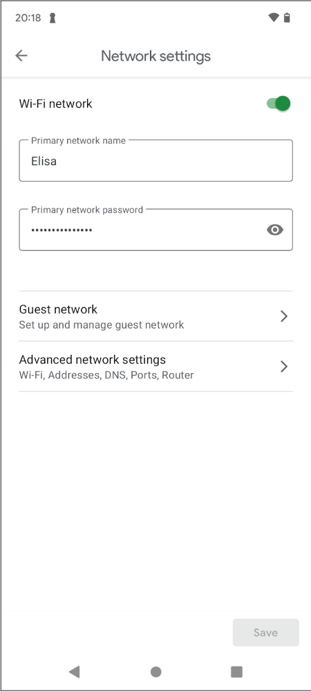 edit network settings in the Fiber app