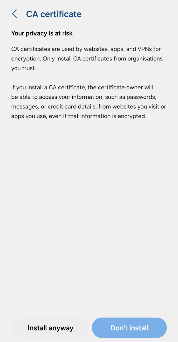 Install anyway