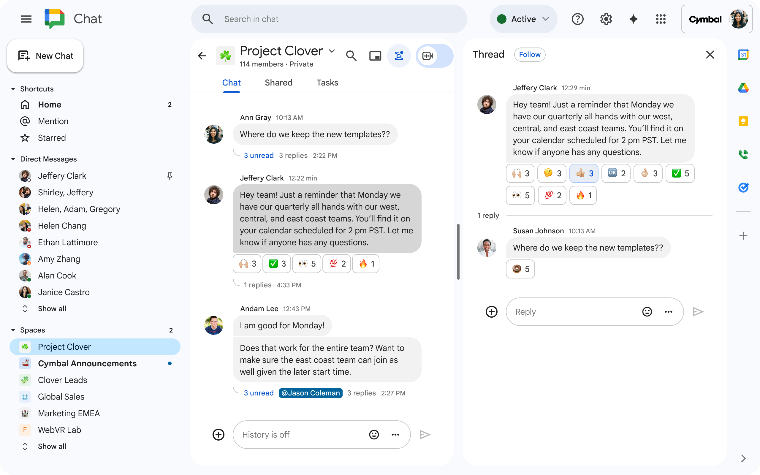 An image of a space in Google Chat