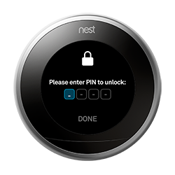 Pantalla de desbloqueo con PIN del termostato Nest