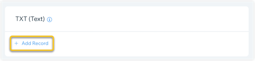 The Add Record option is shown on the TXT (Text records table.