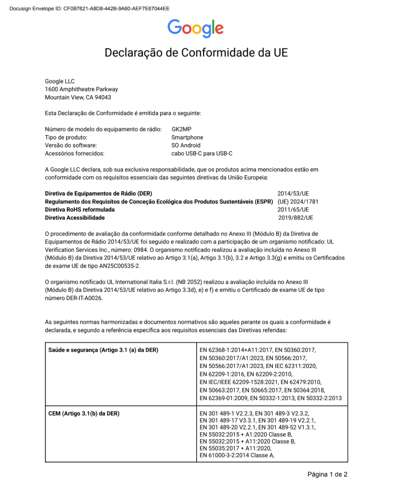 EU Declaration of Conformity page 1