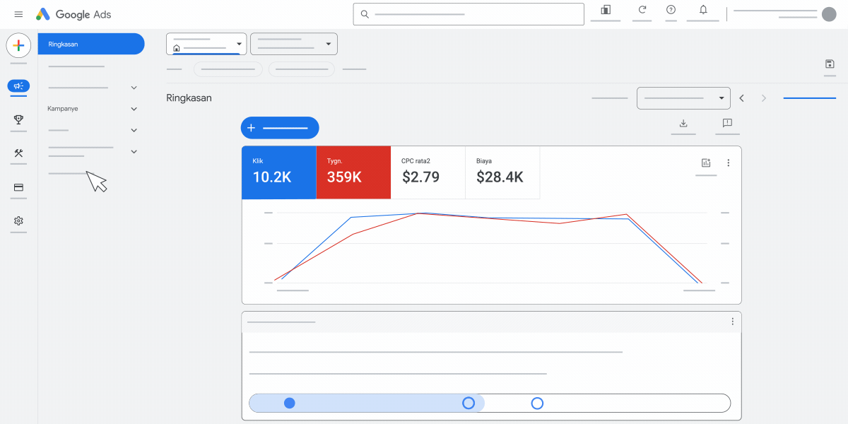 GIF animasi yang menunjukkan cara mengedit setelan kampanye di Google Ads.