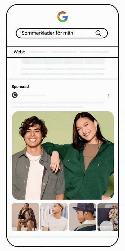 Videoannons som visas i Googles webbsökning i mobilformat.